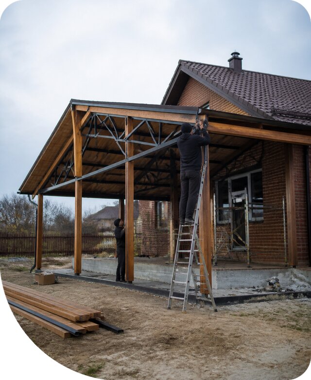 Пристройка навеса к дому и участку в Серове под ключ